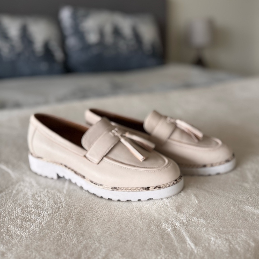 Franco Sarto Light Beige Tassel Loafers
